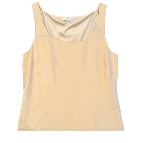 St John 100% Silk Cream/White Sleeveless blouse Size Medium Round neck MSRP $495 - Picture 2 of 8